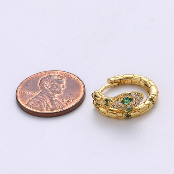 18K Gold Filled Snake Hoop Earrings - Picture 4 of 5